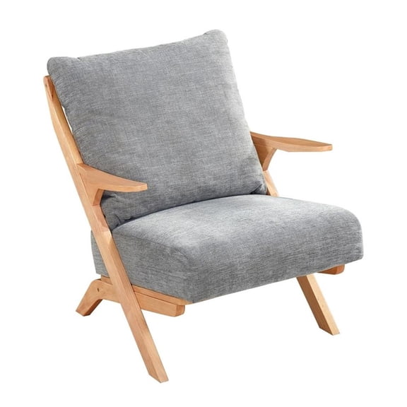Pemberly Row Chenille Accent Chair in Gray and Natural finish