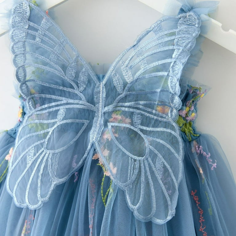 Toddler Girls Butterfly Dress With Wing Sleeveless Embroider Princess Dress  Mama Dance Party Floral Tute Dresses Clothes #Z06 Blue 2-3 Years -  Walmart.com