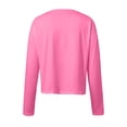thumbnail image 4 of Women Fashion Casual Solid Round Neck Long Sleeve Sexy Crop T Shirt Top Long Sleeve T Shirt Women Trendy Long Sleeve Fitted Shirt Women Plain Loose T Shirts for Women Womens Long Sleeve Shirt Striped, 4 of 4