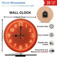 thumbnail image 3 of Orange Neon Clock Wall Decor Home Office 10-Inch Silent Wooden Wall Clock, Battery Operated (AA Batteries Not Included), Artistic Home Decor, 3 of 7