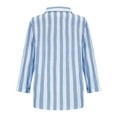 thumbnail image 5 of ABATAB Womens Button down Stripe Printed Shirts Cotton Linen Long Sleeve Classic Blouses Casual Collared Work Shirts Tops with Pockets(Large,Light Blue), 5 of 5