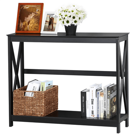 Console Table Modern X Design Accent Side Stand Sofa Entryway Hall Display Storage Shelf