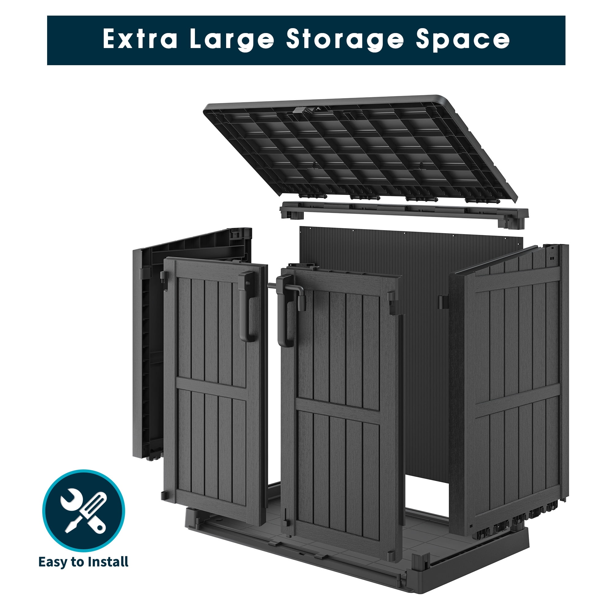 Bifanuo Outdoor Resin Storage Shed 34 Cu.ft Garden Storage Extra Large Capacity Weather Resistant Storage Box, Lockable Resin Waterproof Shed for Bike, Lawnmowe, Garden Tools