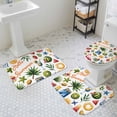 thumbnail image 3 of Summer Watercolor Style Bathroom Rugs Set Coconut Tree Watermelon Non Slip Absorbent Soft Bath Mats 3 Piece Set with Bathroom Rug, U-Shaped Floor Mat, Toilet Seat Cover Large Size, 3 of 9
