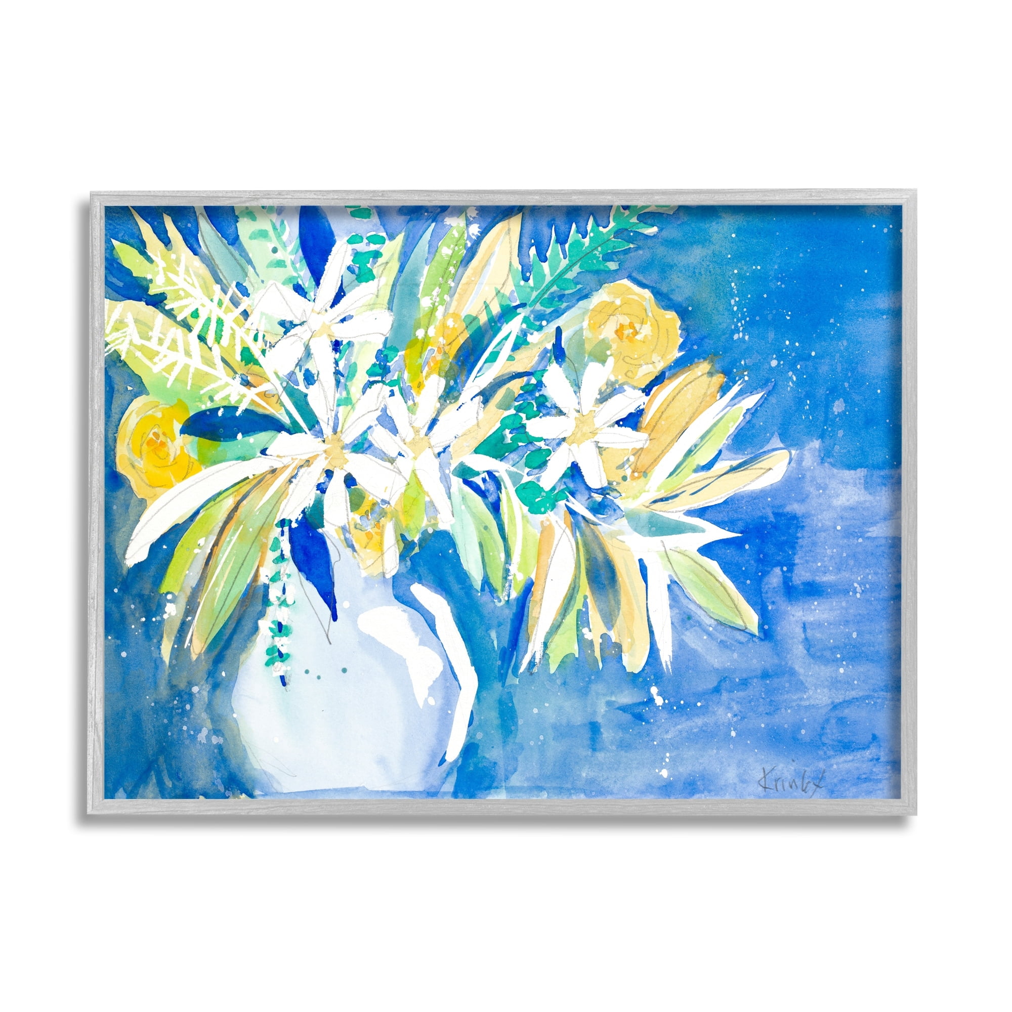 Stupell Industries Yellow Daisy Rose Bouquet Modern Abstract Painting,14 x 11, Design by Krinlox