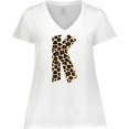 thumbnail image 3 of Inktastic Leopard Print Letter K Women's Plus Size V-Neck T-Shirt, 3 of 5