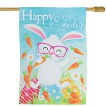 Happy Easter Bunny with Carrots Outdoor House Flag 28" x 40"