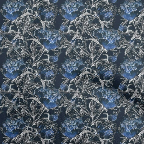 oneOone Polyester Spandex Black Fabric Floral Sewing Fabric By The Yard Printed Diy Clothing Sewing Supplies 56 Inch Wide