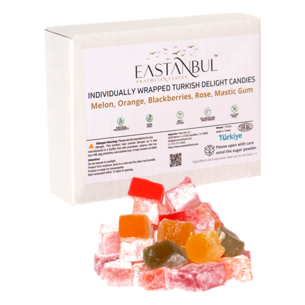 Eastanbul Turkish Delight Candy, Individually Wrapped Candy with 5