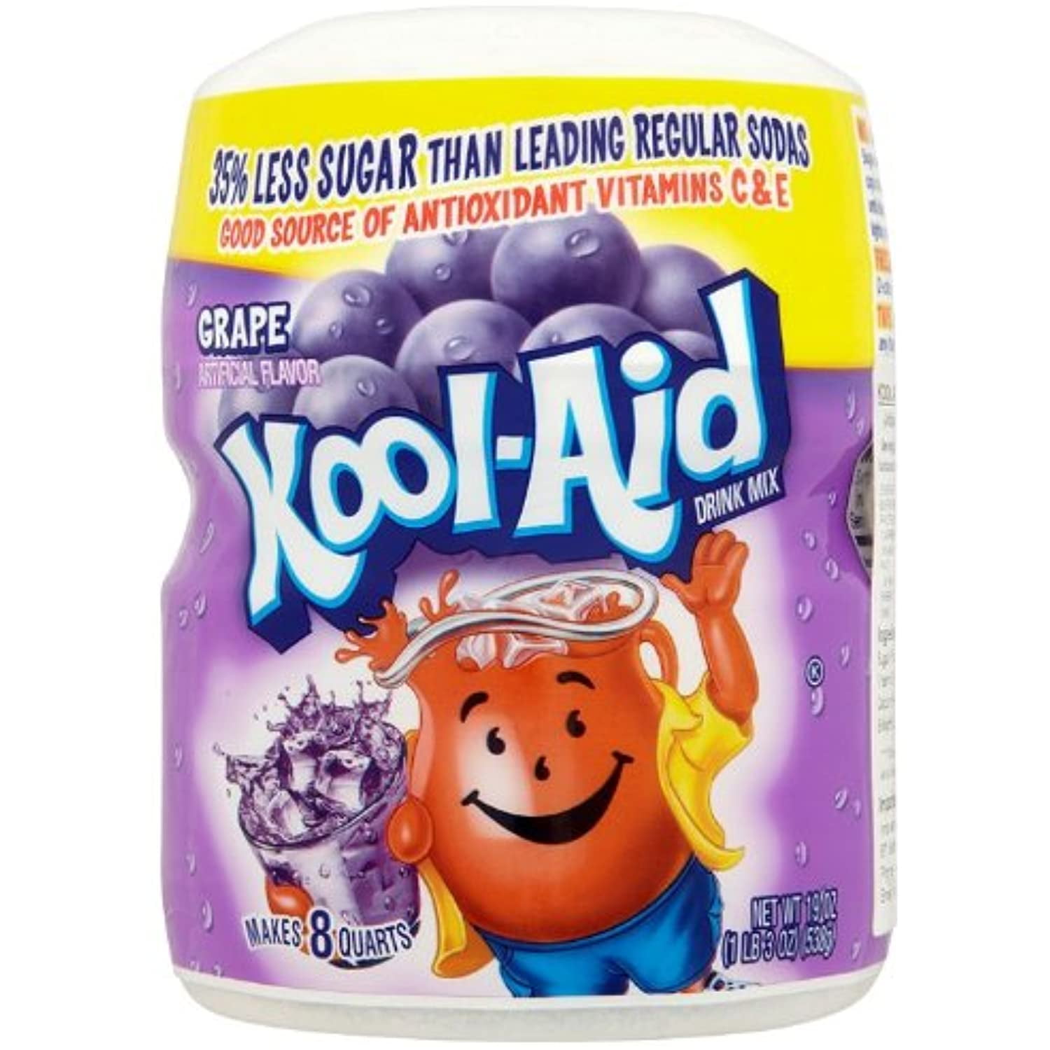 KoolAid Drink Mix, Sugar Sweetened Grape, 19Ounce Container (Pack Of