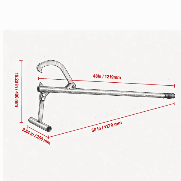 48 Inch Heavy Duty Timber Jack, Metal Handle Log Lifter with Adjustable Cant Hook, for Rolling & Lifting Logs Up to 15" Diameter