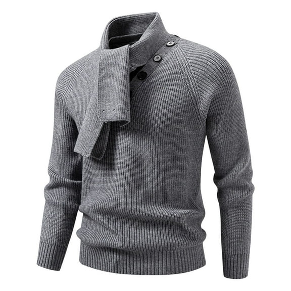 Hrsba Knit Sweater Men Crewneck Long Sleeve Solid Color Fashion Slim Knit Pullover Mens Pullover Sweaters for Fall Winter