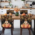thumbnail image 3 of Fall Hat Chair Covers Set of 8 Gnome on Pumpkin Maple Leaves Thanksgiving Black Chair Back Covers Stretch Removable Washable Slipcovers Protector for Dining Room Kitchen Party Decor, 3 of 5