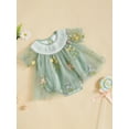 thumbnail image 3 of aturustex Infant Baby Girl Princess Romper Dress 0-18M Newborn Mesh Short Sleeve Bodysuit Flower Embroidery Patchwork Jumpsuits Fairy Dress Crew Neck n Loose Cute Casual Summer Daily Clothes, 3 of 7