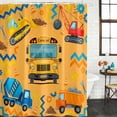 thumbnail image 4 of Small Stall Shower Curtain 36x72 Inch Narrow Half Size Orange Cartoon Truck Bath Curtains Bathroom Decor, Cute Engineering Vehicle Waterproof Fabric Shower Curtain Set with Hooks 36 Inch, 4 of 7