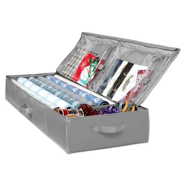 Organisateur de Papier d'Emballage de Noël et Contenant de Rangement sous le Lit en Matériau 600D