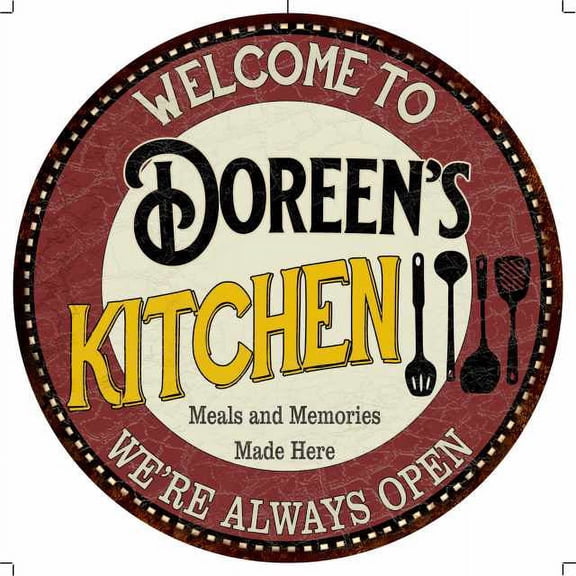 Doreen's Kitchen 14" Round Metal Sign Bar Game Room Wall Decor 100140040424