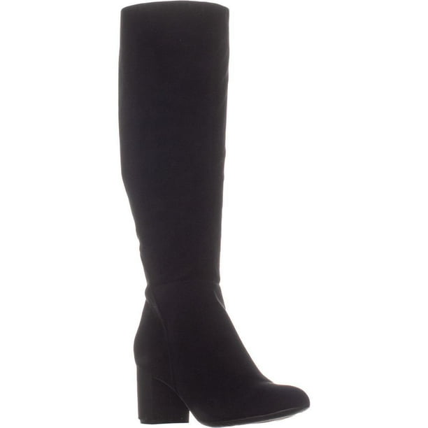 black calf length boots with heel
