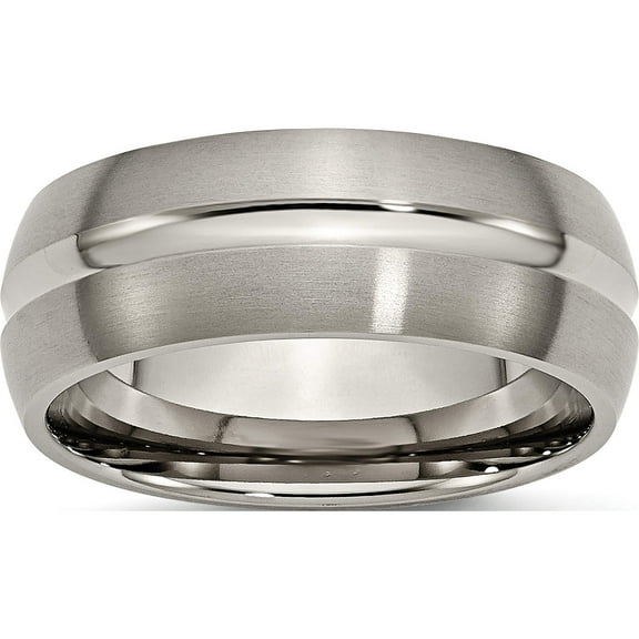 Titanium Brushed And Polished 8mm Grooved Band (Size 8) Made In China tb51-8
