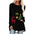 thumbnail image 2 of Uootdi Christmas Gifts Plus Size Long Sleeve Shirts Womens Xmas Gift Tree Santa Snowflake Deer Graphic Long Shirts Crewneck, 2 of 5