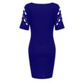 thumbnail image 5 of Moda mujer verano cremallera Sexy cuello en V diamantes sólidos manga corta ahueca hacia fuera Mini vestido Fridja  qw6006, 5 of 5