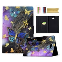 for Samsung Galaxy Tab A 10.1" 2016 SM-T580 / SM-T585 Case, Pattern PU Leather Full Body Protective Adjustable Stand Cover with Card Pocket Folio Flip Case Cover, Gold Butterfly