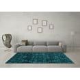 thumbnail image 3 of Ahgly Company Machine Washable Indoor Round Abstract Turquoise Blue Modern Area Rugs, 4' Round, 3 of 4