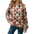 thumbnail image 3 of Hoodies For Women Oversized Winter Cute Sweatshirts Pullover Trendy Fall Clothes, Christmas Print Lightweight Design without Pockets for Comfortable Fall Winter Wear,Deep Red,L, 3 of 6