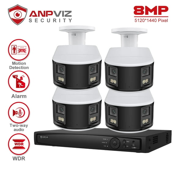 Anpviz 16CH PoE Bullet Security Camera System with AI Human/Vehicle Detection,4pcs 8MP PoE Cameras with Mic, Smart Dual Light Color Night Vision, 4K 16CH NVR for 24/7 Recording