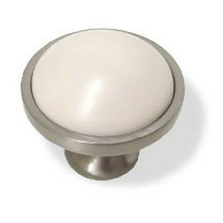(10 Pack) Light Almond Ceramic Knob W/ Satin Nickel Base LQ-PBF454Y-SND-C