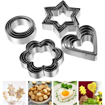 

Casewin Cookie Cutters Set - Star Cookie Cutter Stainless Steel Round Biscuit Cutter Heart Small Star Cookie Cutters Mini Flower Molds Cutter for Baking (12 Round Heart Flower Star Cookie Cutters)