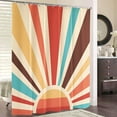 thumbnail image 5 of Abstract Sun Retro Sunrise Shower Curtain Set 71Wx71H Inches Colorful Minimalist Sunset Grunge Sunburst Polyester Waterproof Cloth Bathroom Curtain with 12 Plastic Hooks, 5 of 5