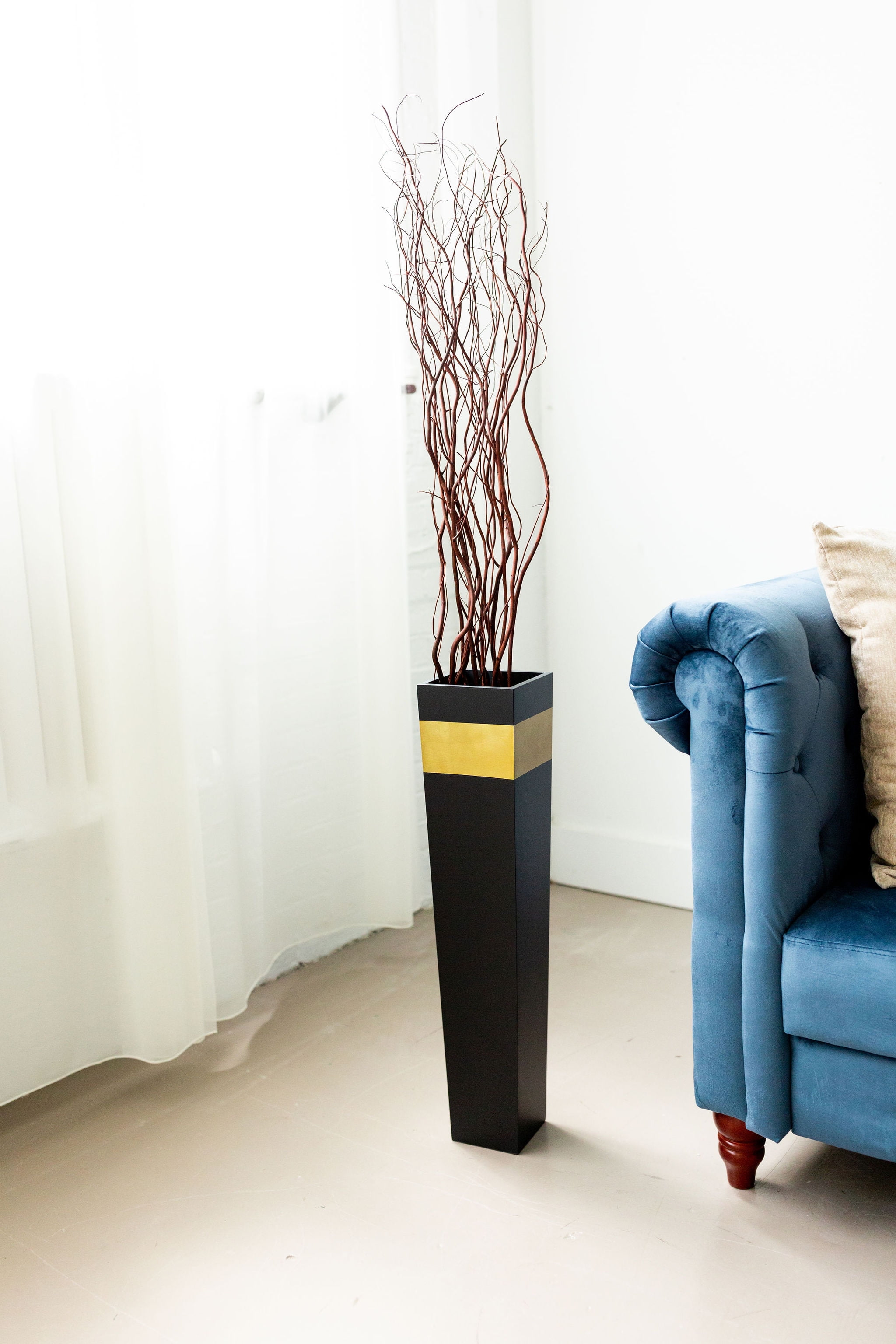 2PC Decorative Ceramic Tall Vase Modern Elegant Floor Flower Vase for Home Decor