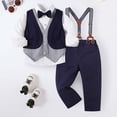 thumbnail image 2 of Fshinging Boy Gift Clothes Gentleman'S Suit Spring Autumn 3 Piece Set Tops + Vest Jacket +Pants Garçon Ensemble Size 12-13 Years, 2 of 4