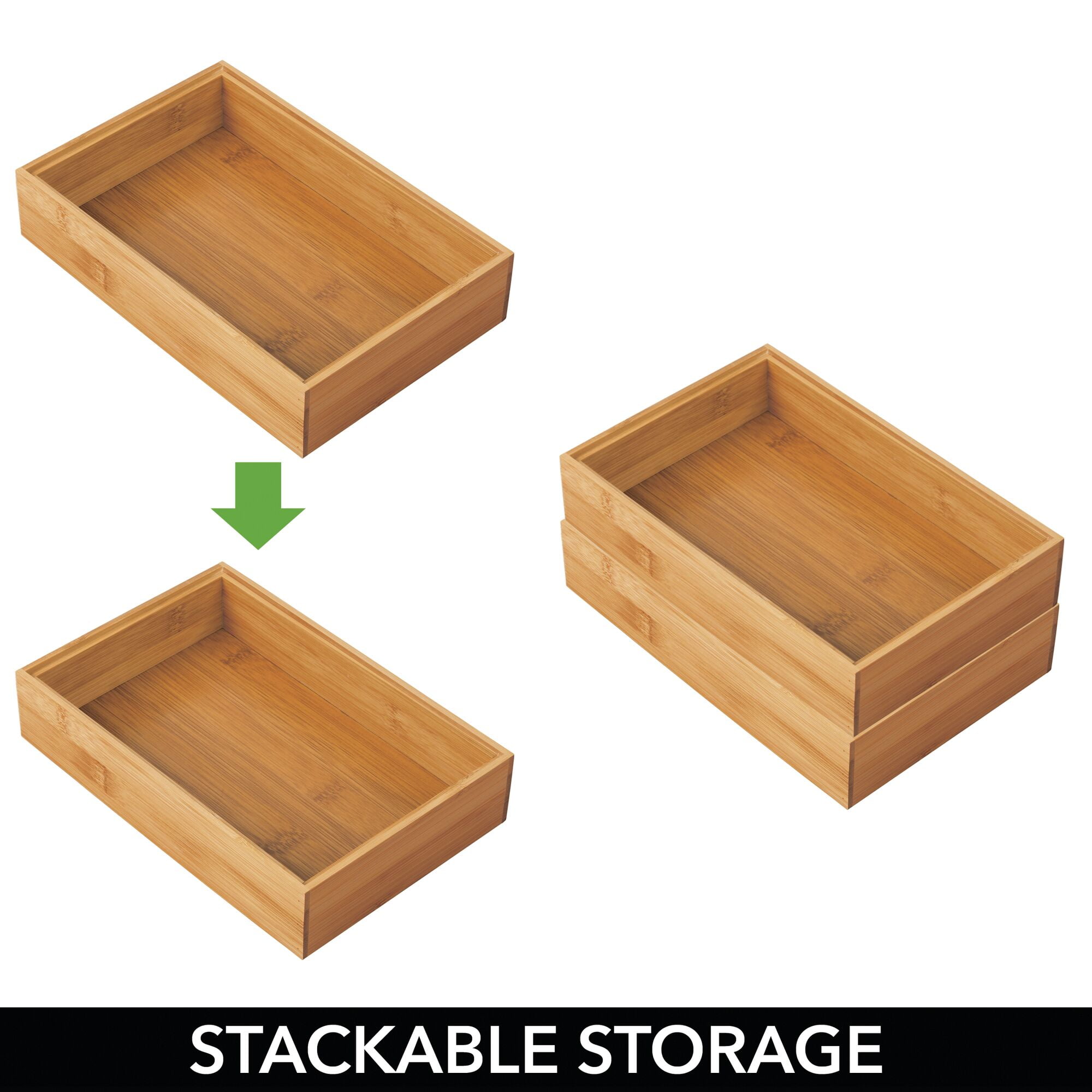 Style Selections 9-in x 3-in Brown Bamboo Wood Stackable Drawer Organizer  in the Drawer Organizers department at