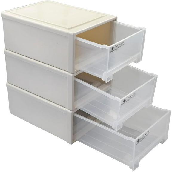 18 Quart Plastic Stacking Chest of Drawer, Storage Drawer Box, 3 Packs