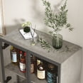 thumbnail image 3 of KULAGAGA Gray Bookcase with Glass Doors - 3-Tier Display Storage Cabinet Perfect for Home Office, Bedroom, or Living Room, 3 of 5