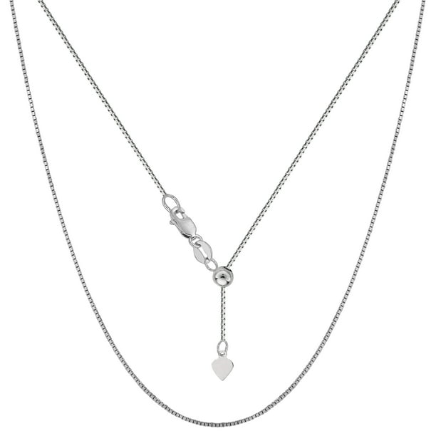 Jewelry Affairs - 10k White Gold Adjustable Box Link Chain Necklace, 0 ...