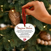 Dserhfy Memorial Christmas Ornaments Hug from Heaven Heart Shaped Christmas Tree Ornament Sympathy Gifts for Loss of Loved One