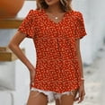 thumbnail image 4 of SNKSDGM Women's Plus Casual Easter Shirts for Women T Shirts for Women Trendy Women's Short Sleeve T Shirts Fashion Flowers V Neck Tops Casual Blouses off The Shoulder Tops for Women Plus Size, 4 of 5