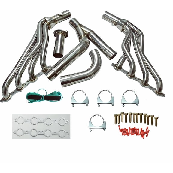 UniteAP Exhaust Headers for Chevy Silverado Tahoe Avalanche and GMC Sierra Yukon 1999-2006 4.8L 5.3L 6.0L Stainless Steel Polish
