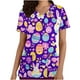 thumbnail image 2 of Puntoco Liquidación de blusas cortas para mujer Blusas estampadas para mujer Blusa de trabajo con cuello en V y manga corta con doble bolsillo, 2 of 5