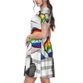 thumbnail image 2 of Easygdp Panda with Sun glasses para Vestido Transpirable de Mujer, Vestido Suelto de Manga Corta con Pliegues y Bolsillos para el Verano, 2 of 6