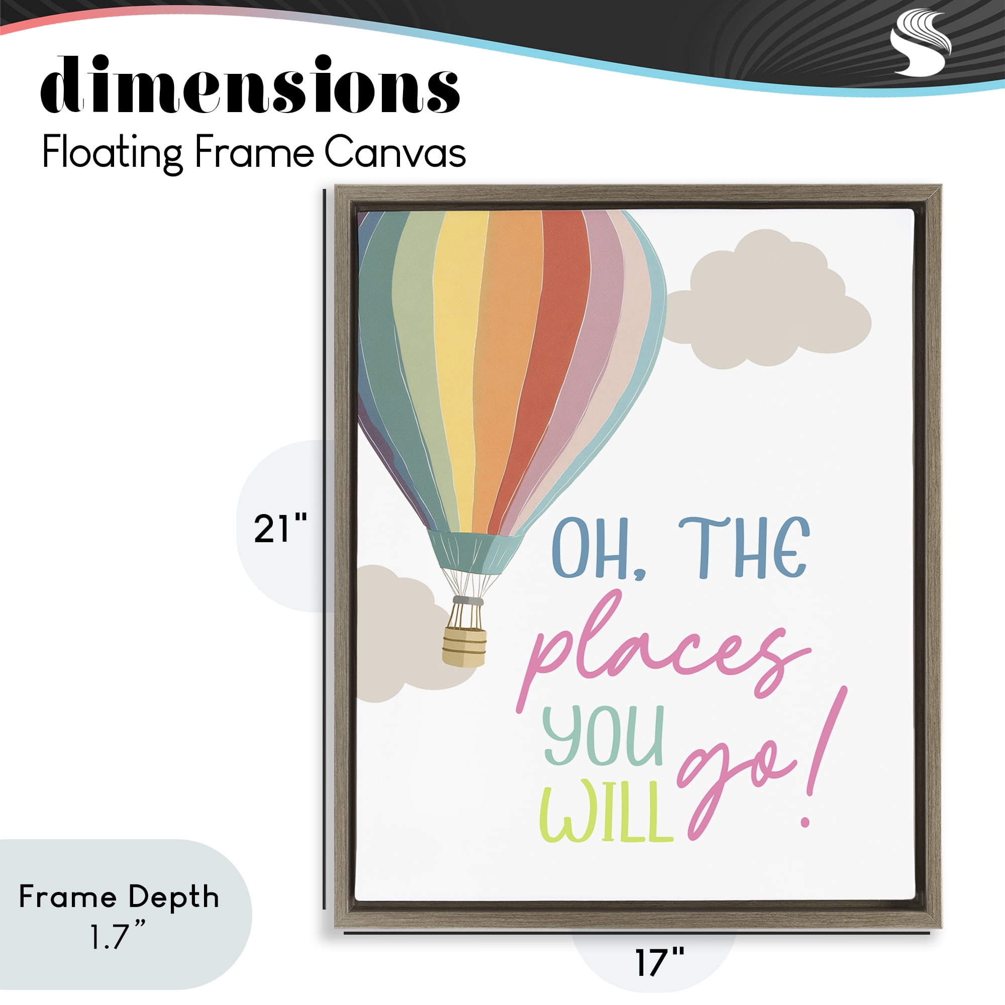 Stupell Industries The Places You Will Go Brown Framed Floater Canvas Wall Art, design by Christine Simpson Art