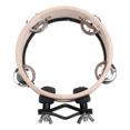 thumbnail image 1 of Drum Circle Double Row Rattle Drum Rings Tambourine Drum Tamborine Percussion Musical Instruments Wood Color, 1 of 7