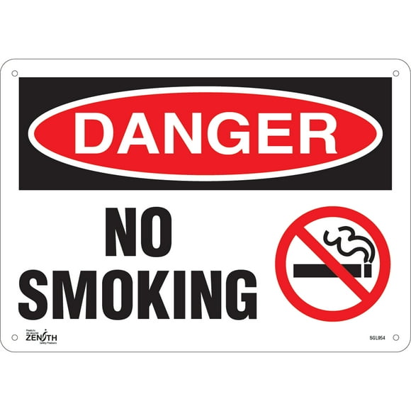 No Smoking Sign, 10" x 14", Aluminum, English with Pictogram