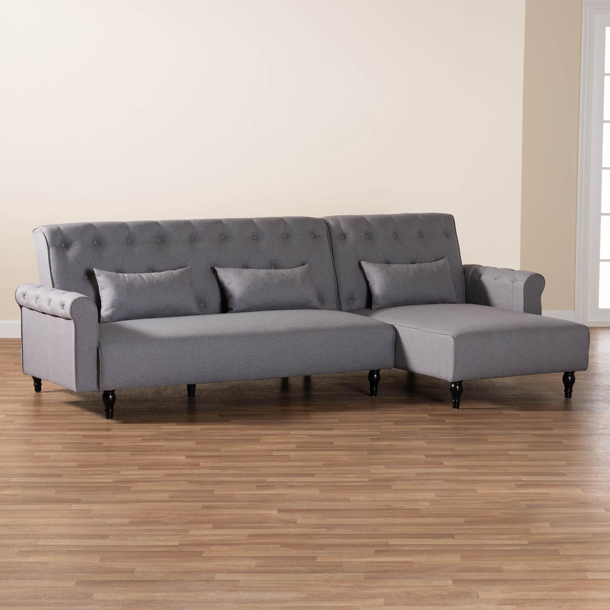 Baxton Studio Chesterfield Retro-Modern Convertible Sleeper Sofa, 104.5" W, Black