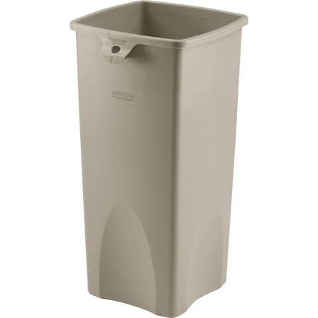 Rubbermaid Commercial Untouchable Square Container - 23 Gal Capacity - Square - Durable, Crack Resistant - 30.9" Height X 15.5" Width X 16.5" Depth - Plastic - Beige - 4 / Carton