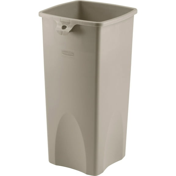 Rubbermaid Commercial Untouchable Square Container - 23 Gal Capacity - Square - Durable, Crack Resistant - 30.9" Height X 15.5" Width X 16.5" Depth - Plastic - Beige - 4 / Carton
