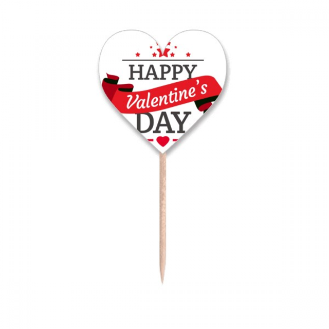 Cure-dents Rouge et Noir Joyeux Jour de Saint-Valentin Drapeaux Coeur Lable Cupcake Pics